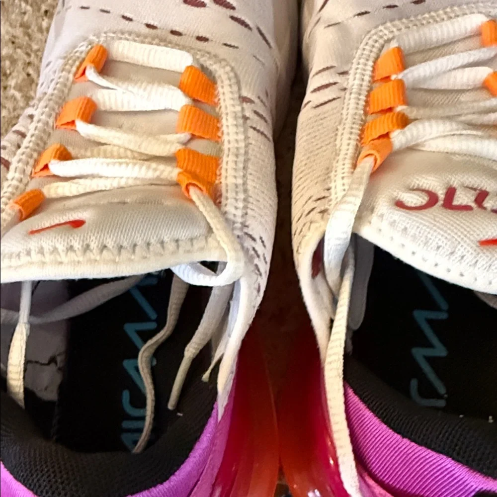 Nike Air Max 270 White Pink Orange Sneakers - Picture 6 of 6